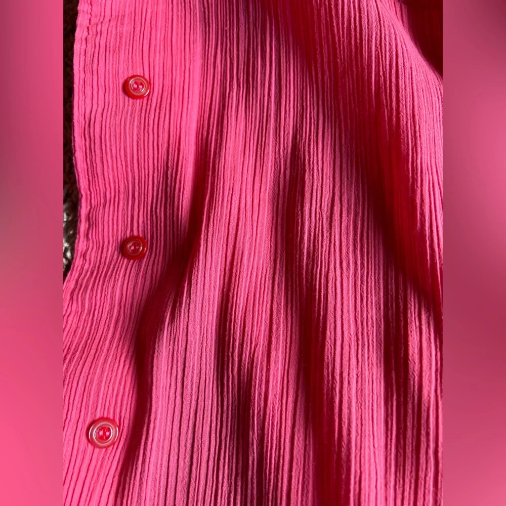 VINTAGE HANDMADE, One-Of-A-Kind Hibiscus Pink Tiered Skirt Set. - Picture 15 of 16